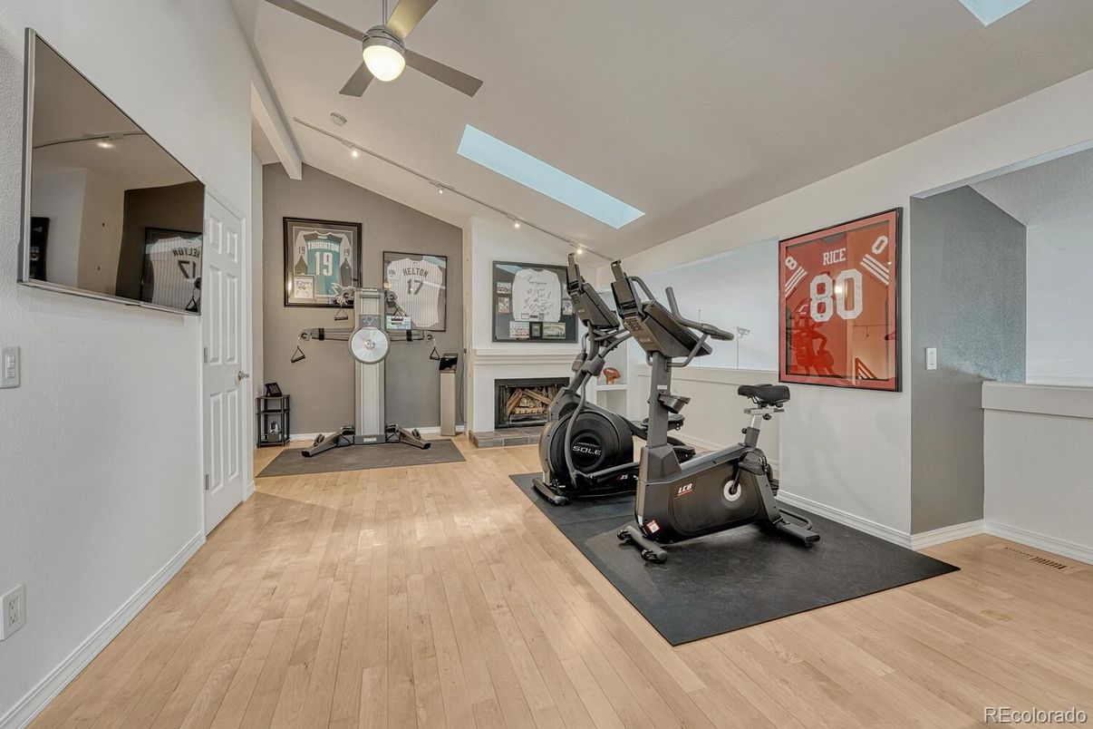 Fitness Equipment, Interior, Recessed Lighting, Wood Texture Flooring
