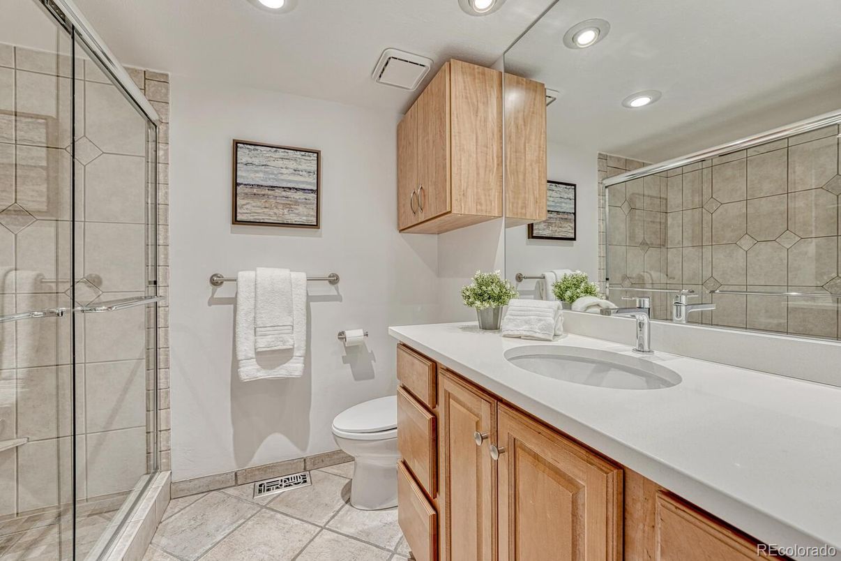 Bathroom, Glass Shower, Interior, Recessed Lighting