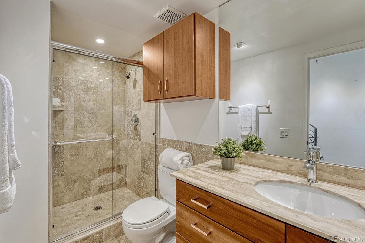Bathroom, Glass Shower, Interior, Recessed Lighting