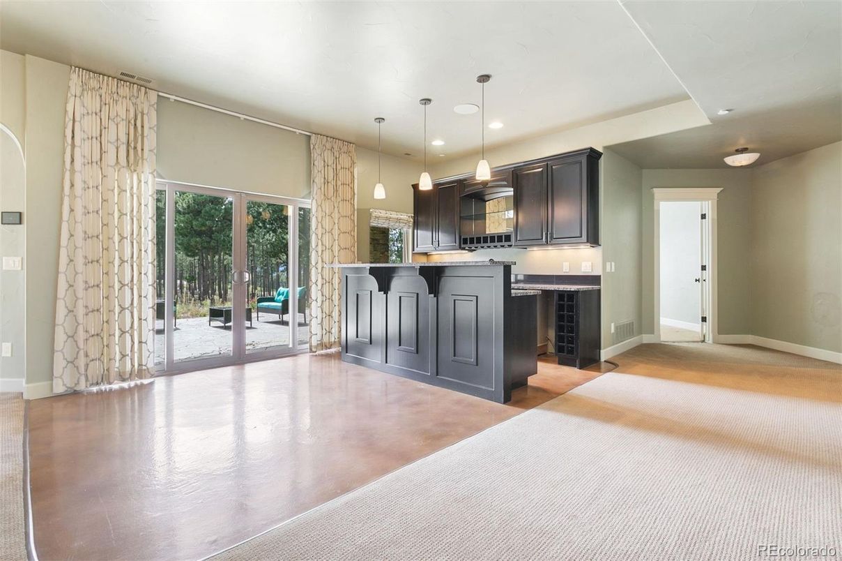 Empty room, Interior, Kitchen, Pendant Lights, Recessed Lighting