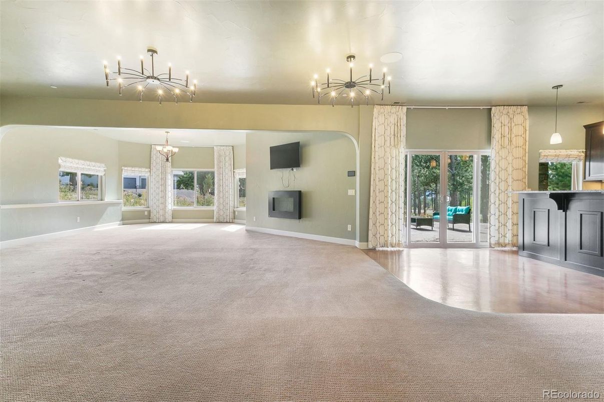 Empty room, Fireplace, Interior, Pendant Lights