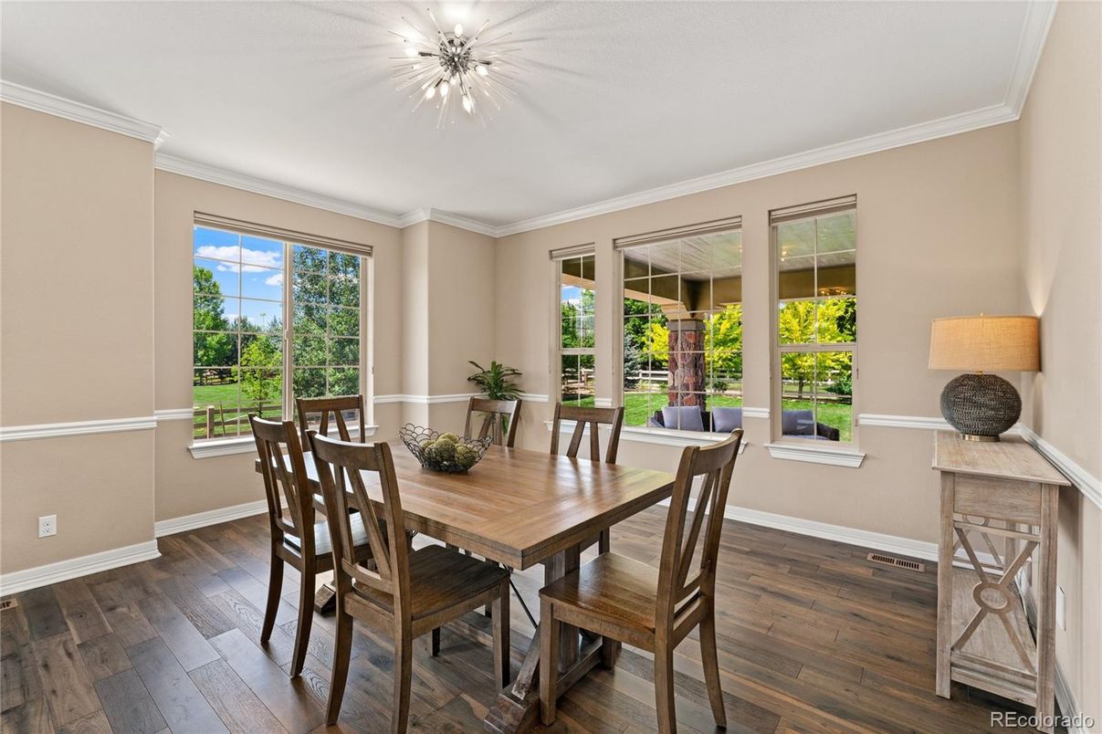 Dining room, Interior, Wood Texture Flooring