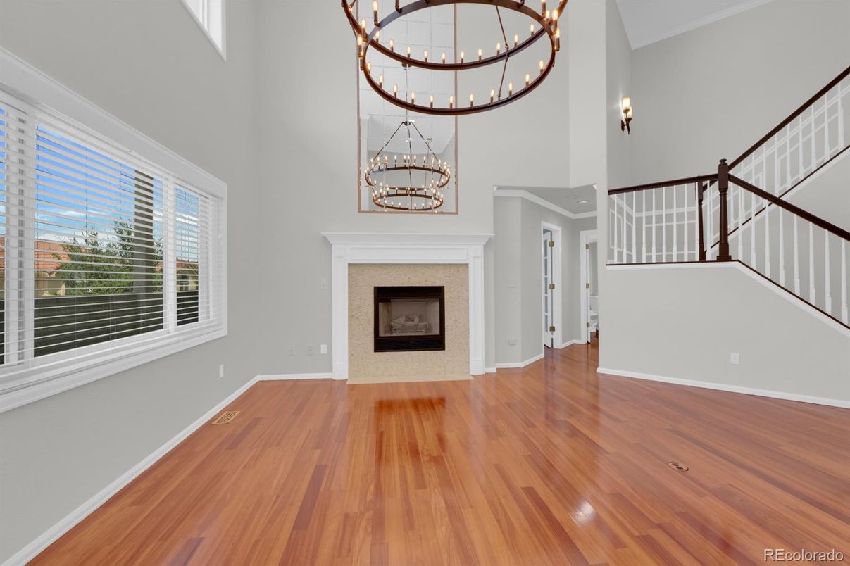Fireplace, Interior, Pendant Lights, Wood Texture Flooring