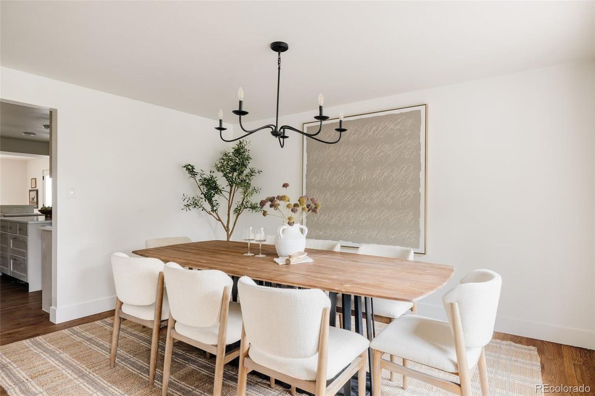 Chandelier, Dining room, Interior, Wood Texture Flooring