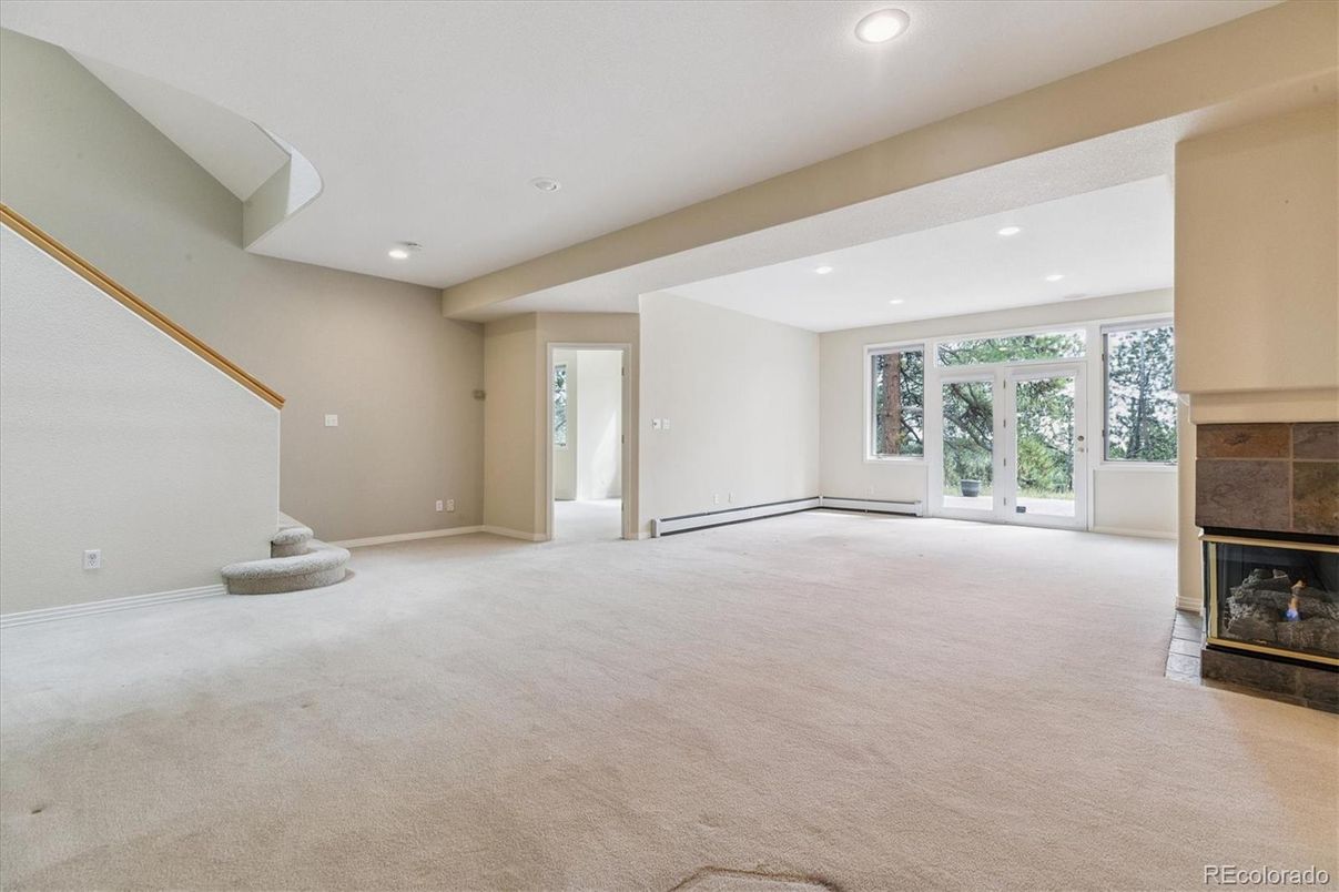 Empty room, Fireplace, Interior, Recessed Lighting