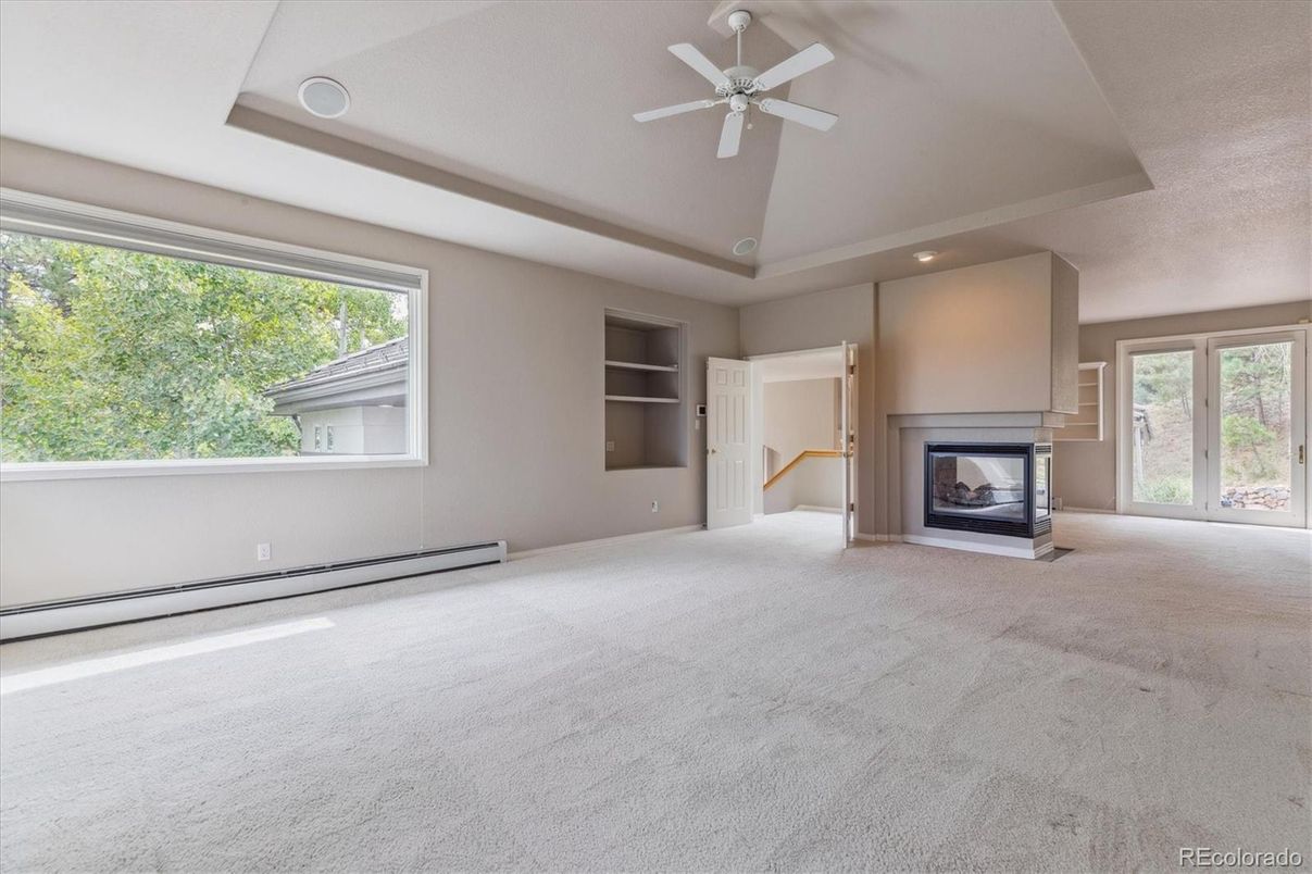Empty room, Fireplace, Interior, Recessed Lighting