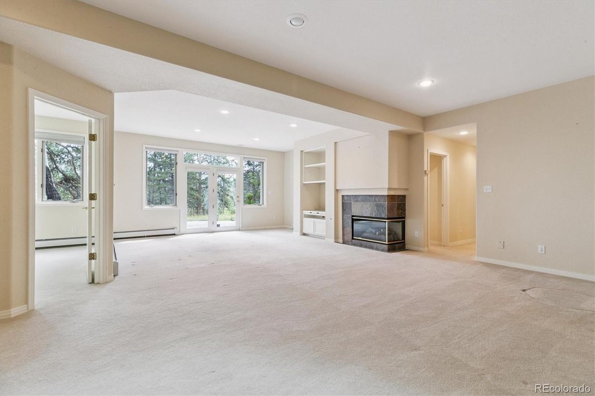 Empty room, Fireplace, Interior, Recessed Lighting