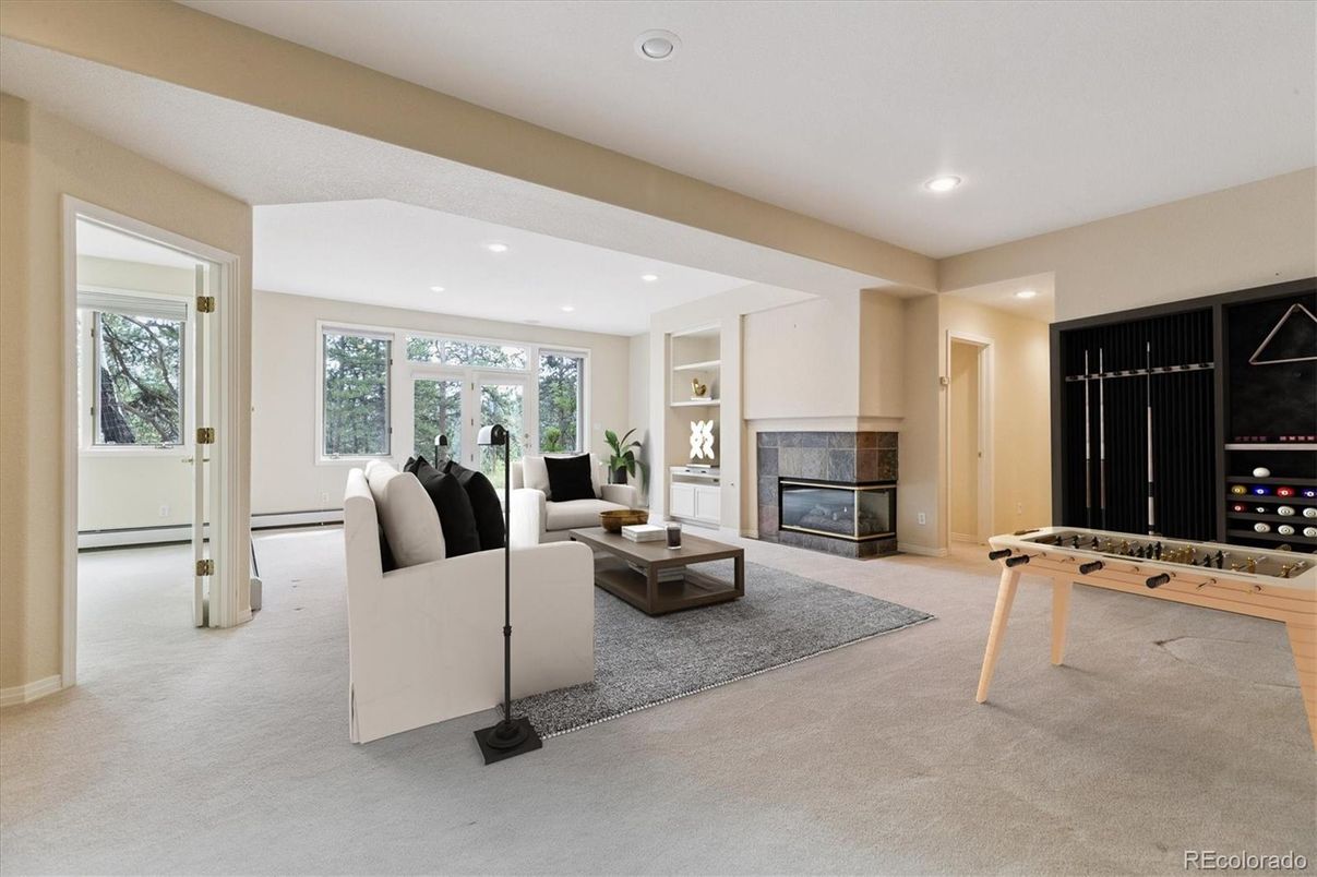 Fireplace, Game Room, Interior, Living room, Recessed Lighting