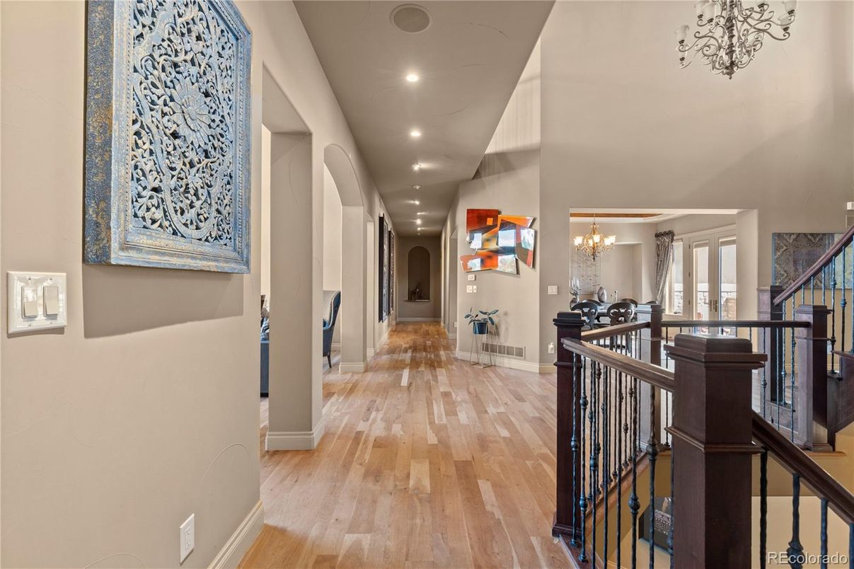 Chandelier, Interior, Recessed Lighting, Wood Texture Flooring
