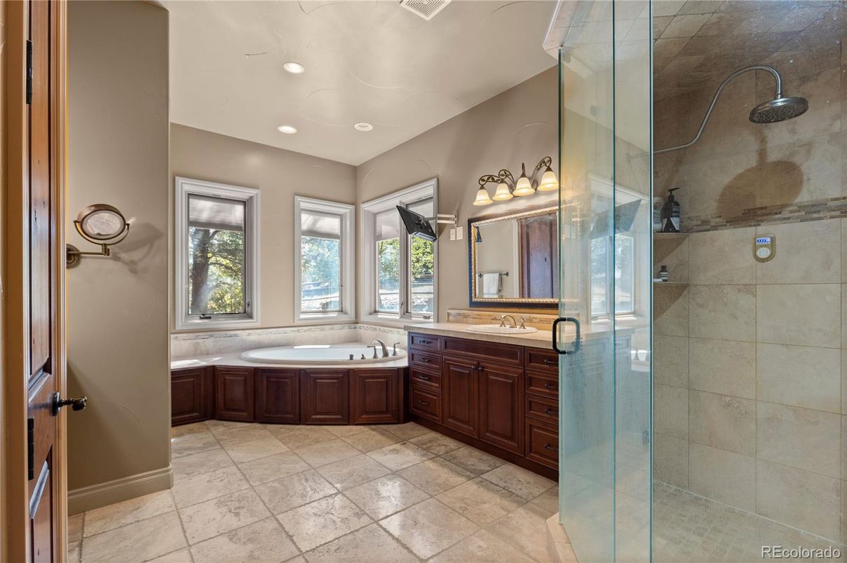 Bathroom, Glass Shower, Interior, Recessed Lighting