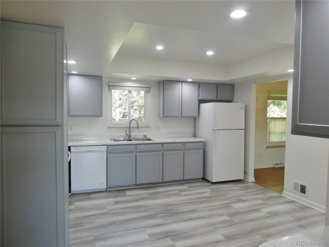 Interior, Kitchen, Recessed Lighting, Wood Texture Flooring