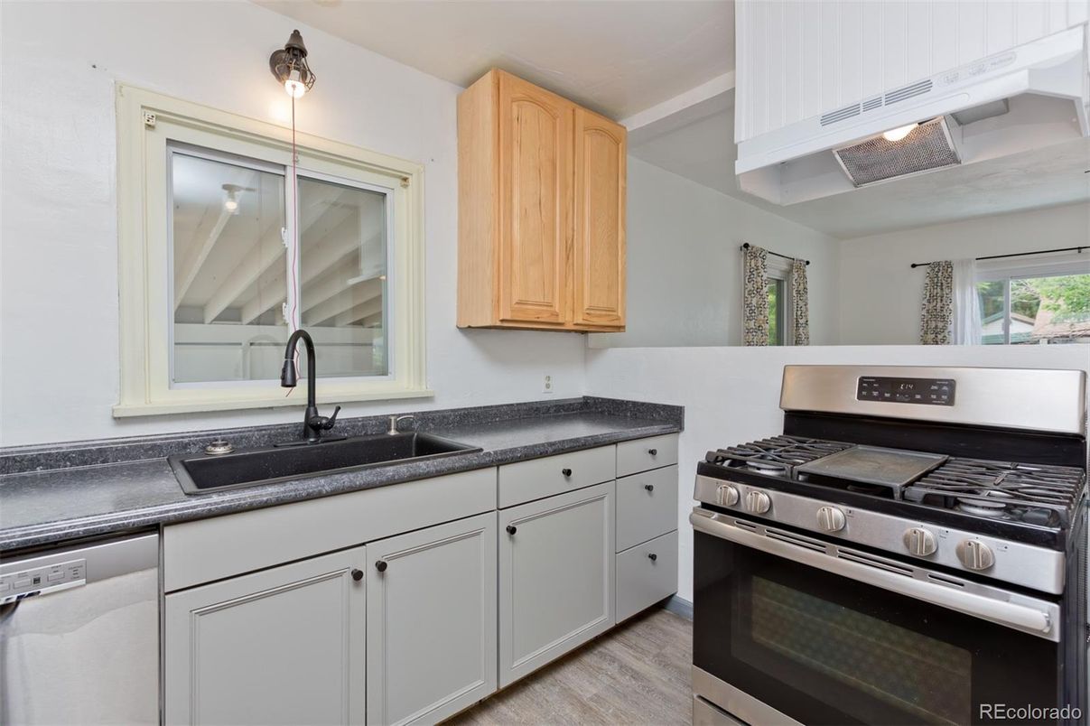 Interior, Kitchen, Stainless Steel Appliances, Wood Texture Flooring
