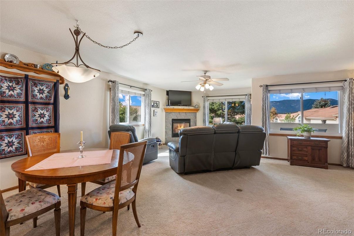 Dining room, Fireplace, Interior, Living room