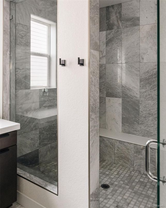 Bathroom, Glass Shower, Interior, Marble Walls
