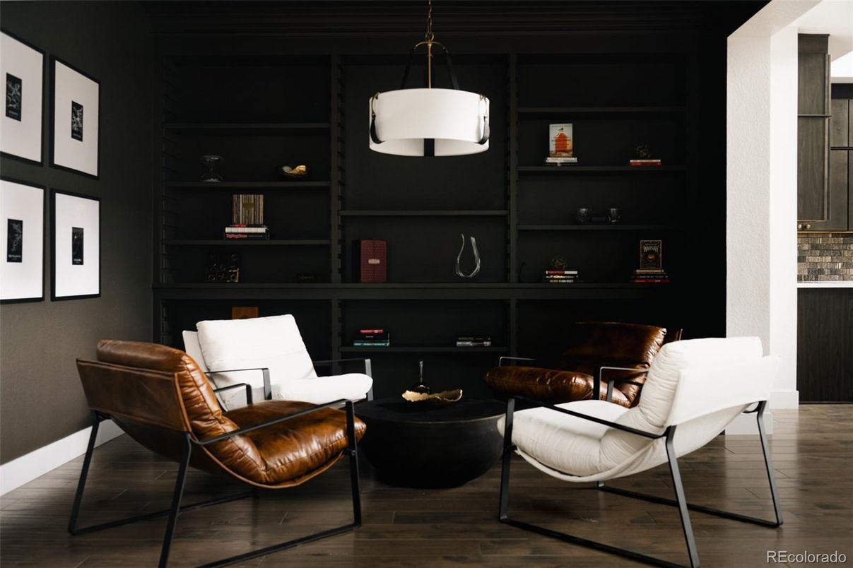 Home Office, Interior, Pendant Lights, Wood Texture Flooring