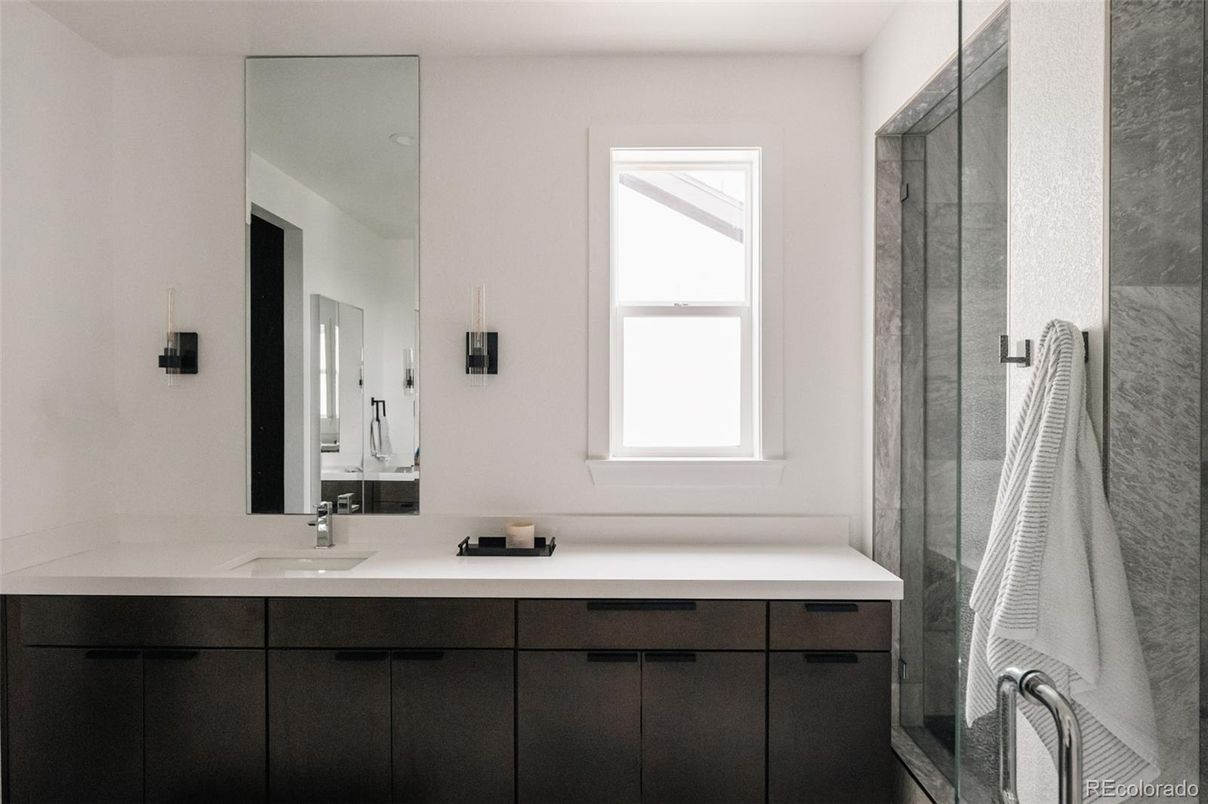 Bathroom, Dual Sink Vanities, Glass Shower, Interior