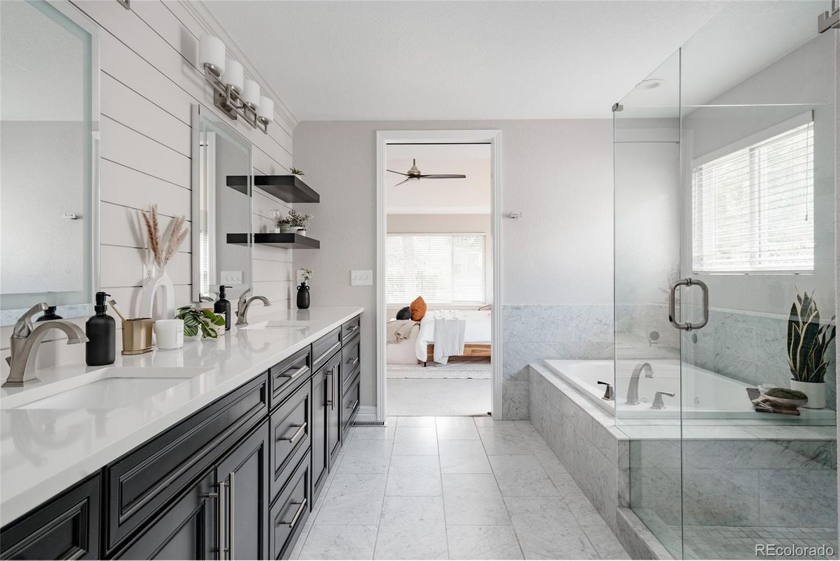Bathroom, Dual Sink Vanities, Glass Shower, Interior