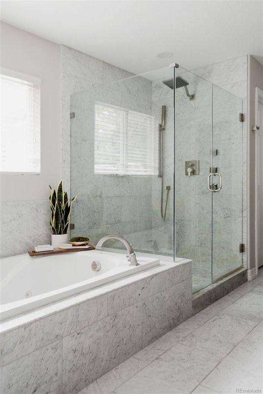 Bathroom, Glass Shower, Interior, Marble, Marble Walls