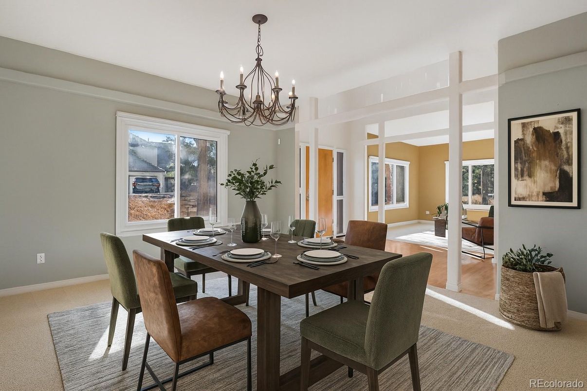 Chandelier, Dining room, Interior, Wood Texture Flooring