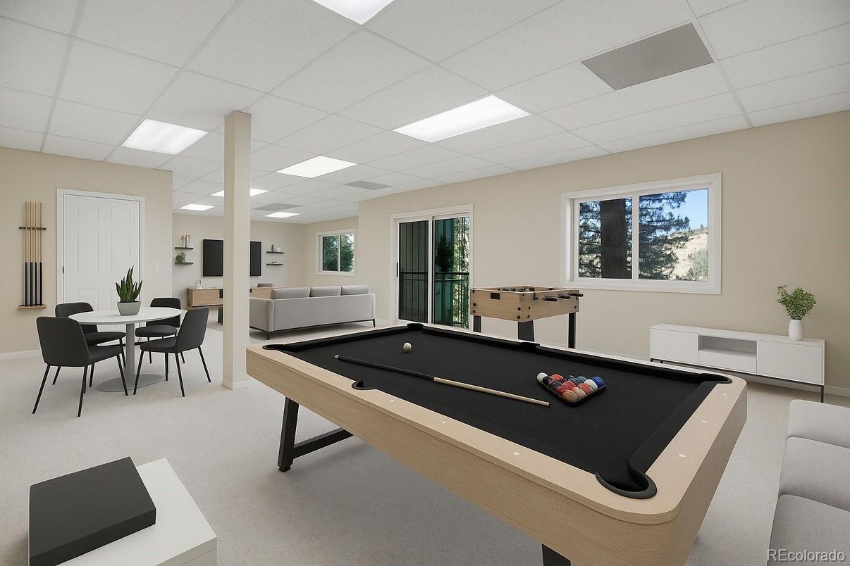 Billiard Table, Dining room, Game Room, Interior, Recessed Lighting