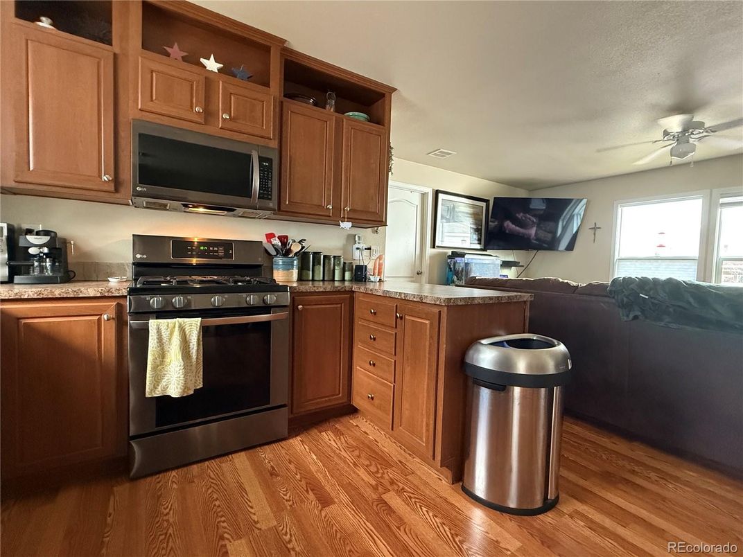 Interior, Kitchen, Stainless Steel Appliances, Wood Texture Flooring
