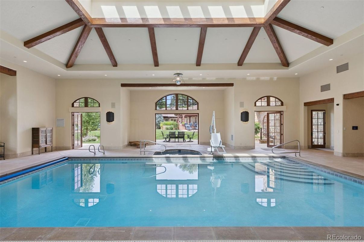 Interior, Pool, Recessed Lighting, Wooden Beams