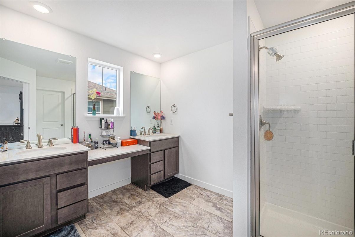 Bathroom, Dual Sink Vanities, Glass Shower, Interior, Recessed Lighting