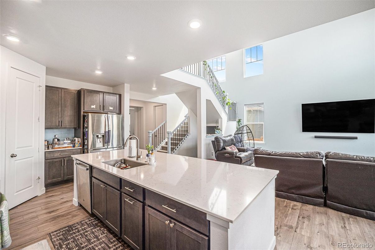 Interior, Kitchen, Recessed Lighting, Wood Texture Flooring
