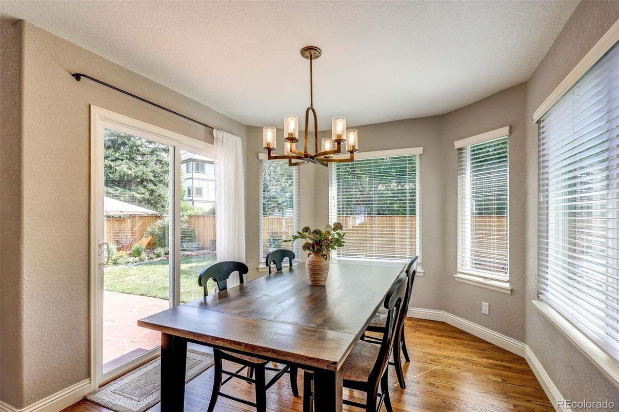 Chandelier, Dining room, Interior, Pendant Lights, Wood Texture Flooring