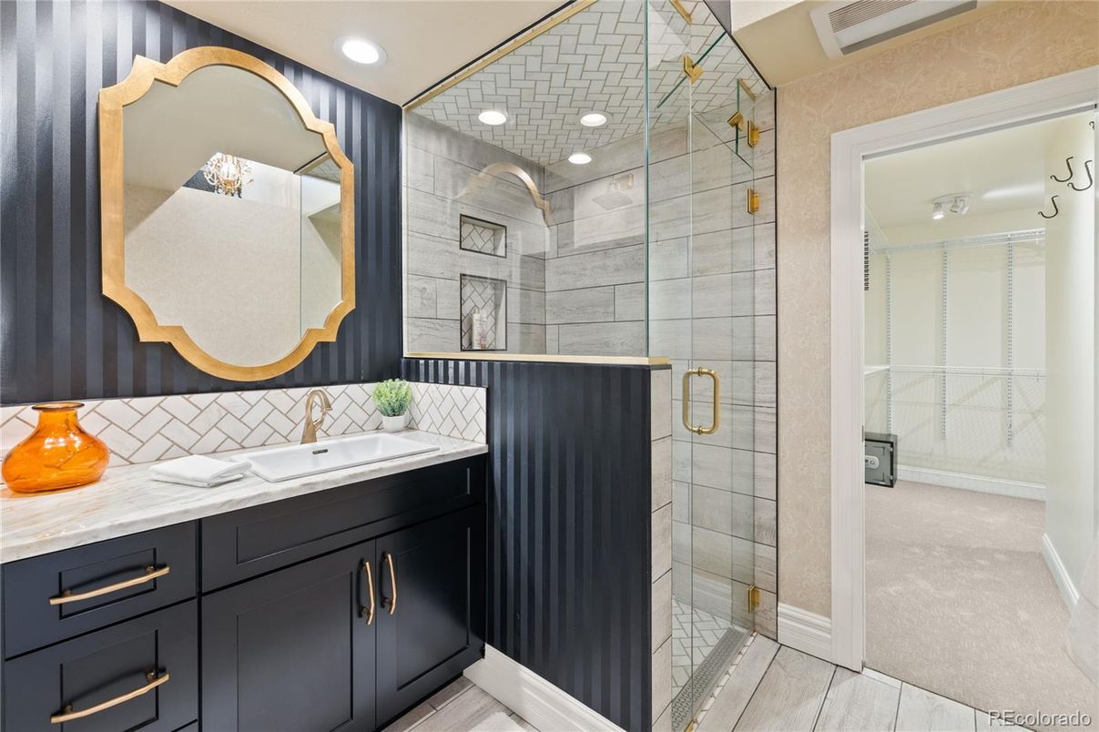Bathroom, Glass Shower, Interior, Recessed Lighting
