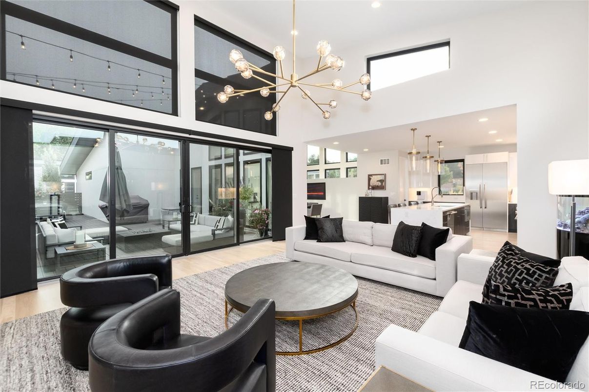 Interior, Kitchen, Living room, Pendant Lights, Recessed Lighting, Stainless Steel Appliances, Wood Texture Flooring