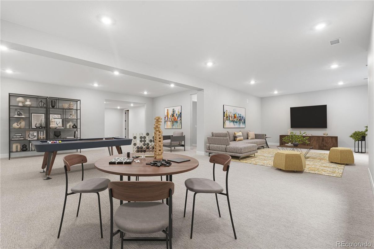 Billiard Table, Game Room, Interior, Living room, Recessed Lighting