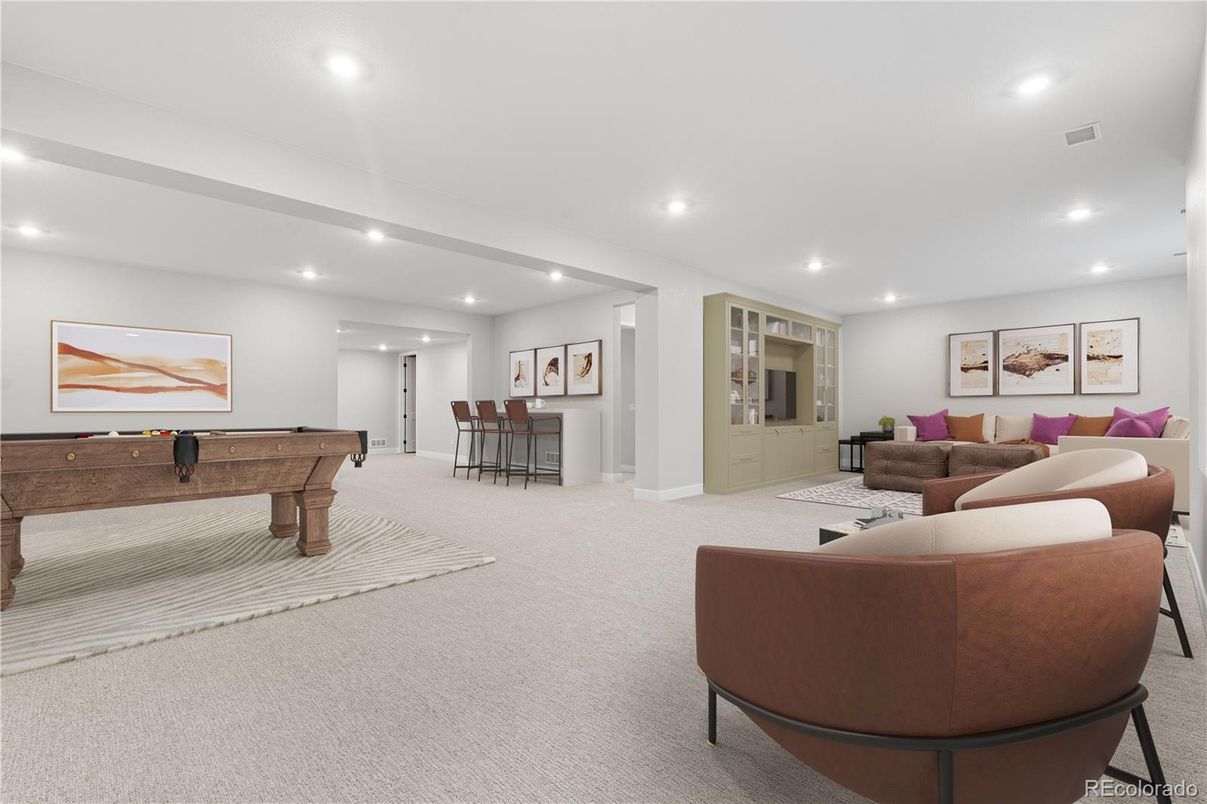 Billiard Table, Game Room, Interior, Living room, Recessed Lighting