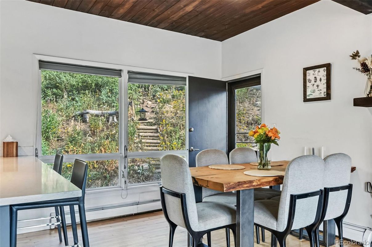 Dining room, Interior, Wooden Ceilings, Wood Texture Flooring