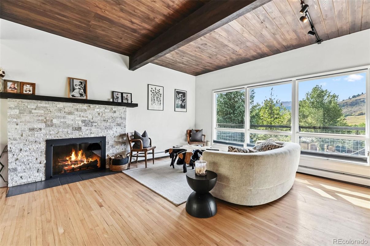 Fireplace, Interior, Living room, Wooden Beams, Wooden Ceilings, Wood Texture Flooring