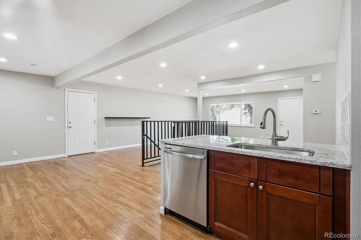 Interior, Kitchen, Recessed Lighting, Wood Texture Flooring