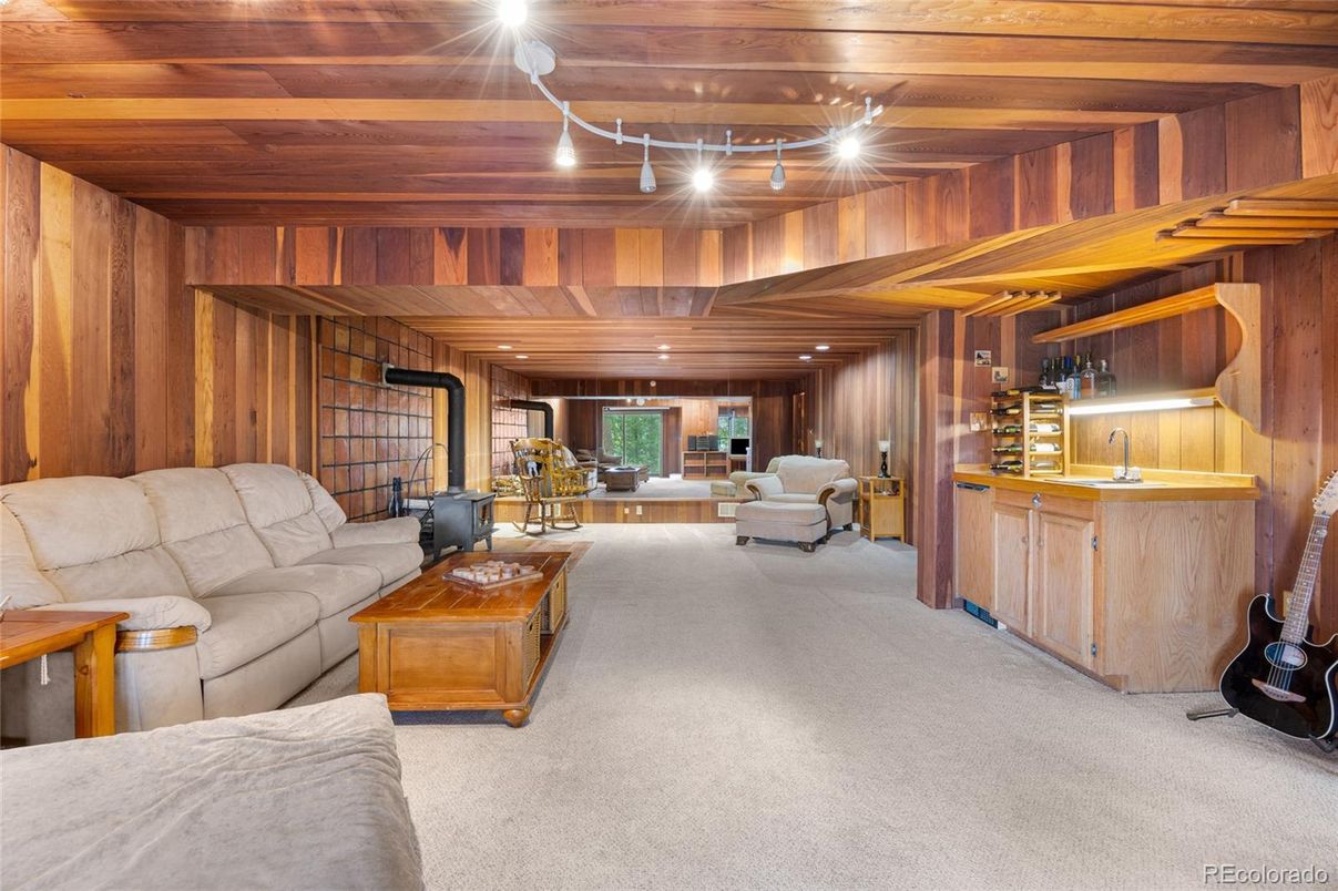 Interior, Living room, Recessed Lighting, Wooden Ceilings, Wooden Walls