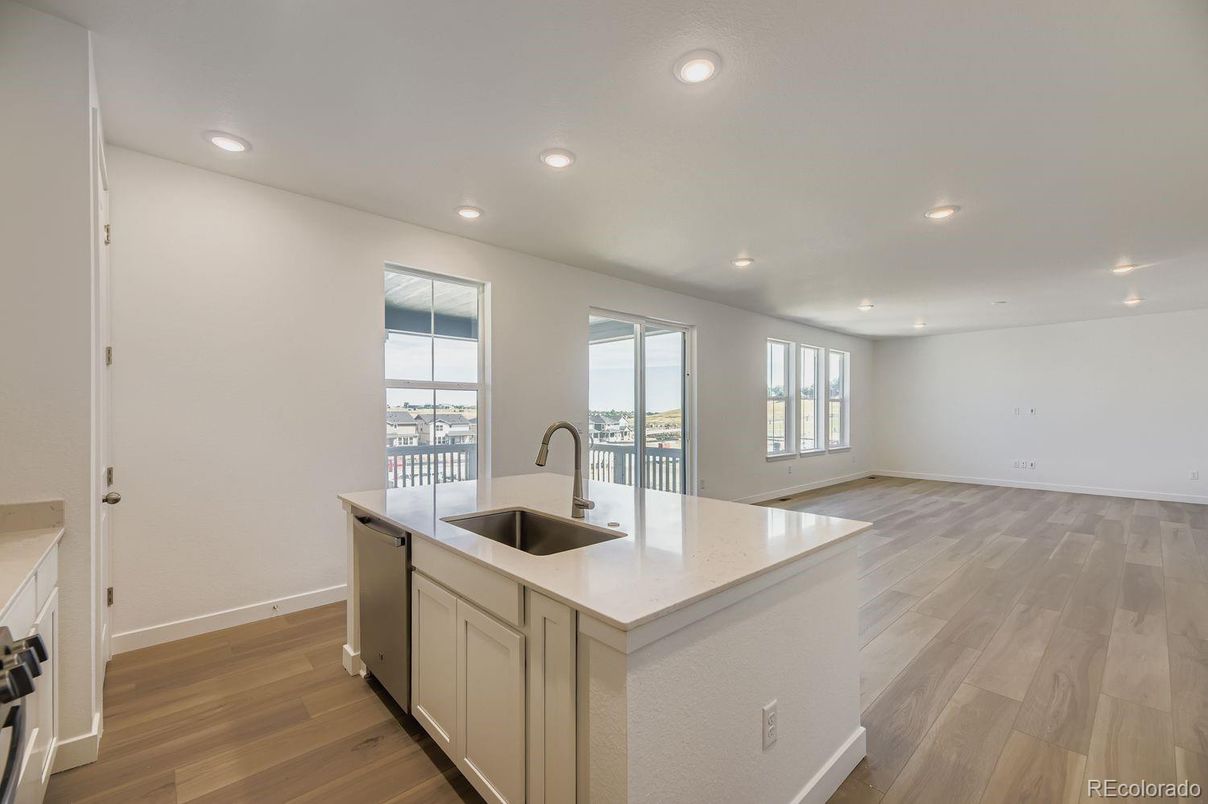 Interior, Kitchen, Recessed Lighting, Wood Texture Flooring