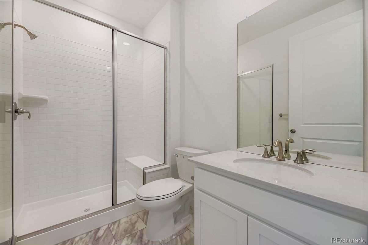 Bathroom, Glass Shower, Interior, Marble, Recessed Lighting