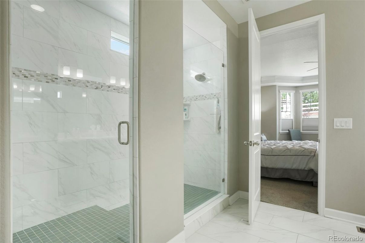 Bathroom, Bedroom, Glass Shower, Interior, Marble, Marble Walls