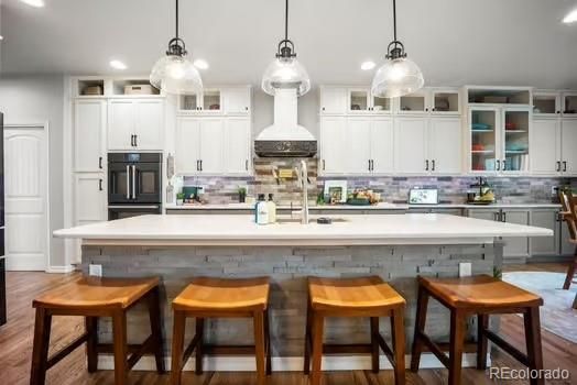 Interior, Kitchen, Pendant Lights, Recessed Lighting, Wood Texture Flooring