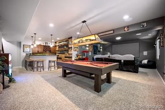 Billiard Table, Game Room, Interior, Pendant Lights, Recessed Lighting