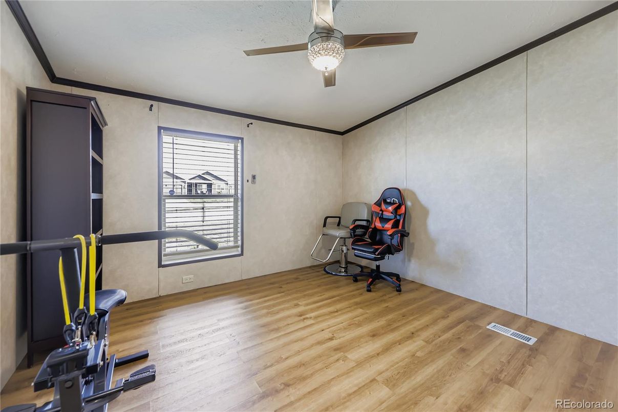 Fitness Equipment, Home Office, Interior, Wood Texture Flooring