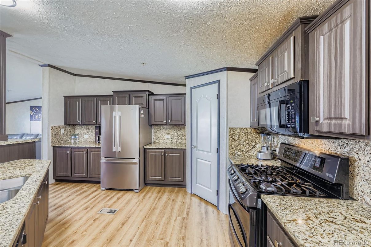 Interior, Kitchen, Stainless Steel Appliances, Wood Texture Flooring