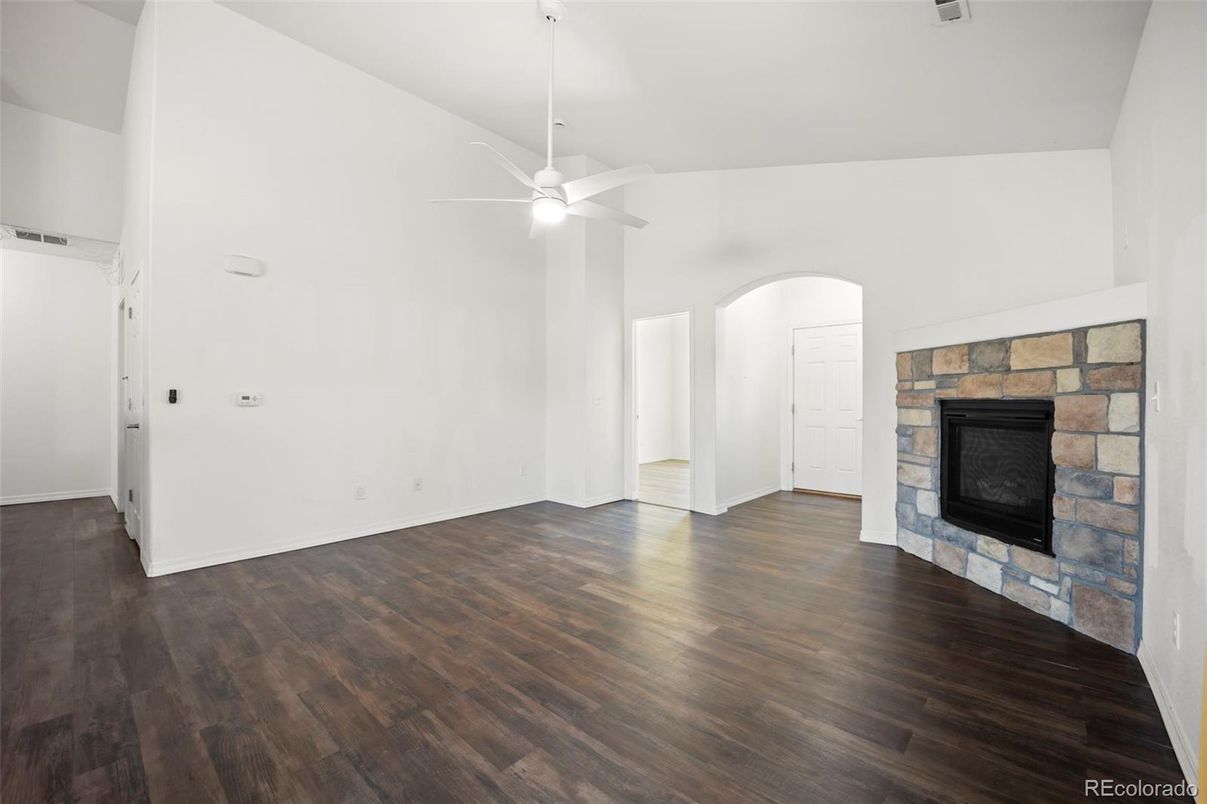 Empty room, Fireplace, Interior, Wood Texture Flooring