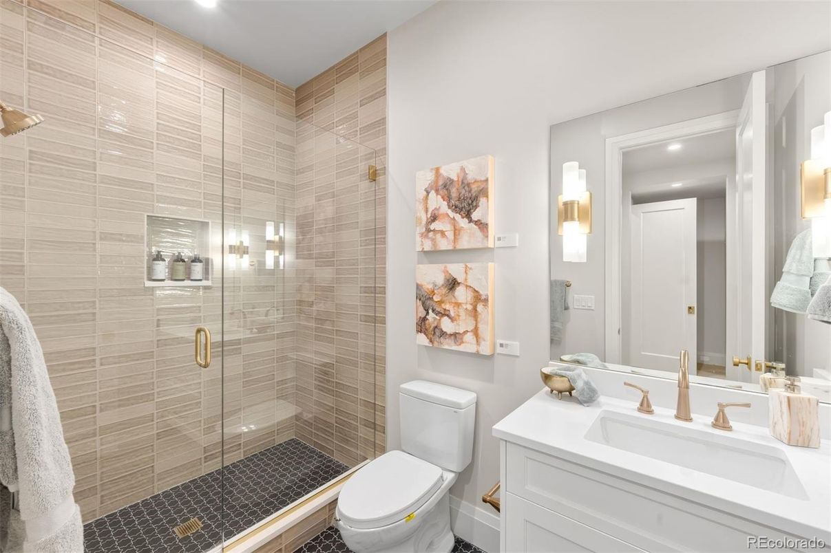 Bathroom, Glass Shower, Interior, Recessed Lighting