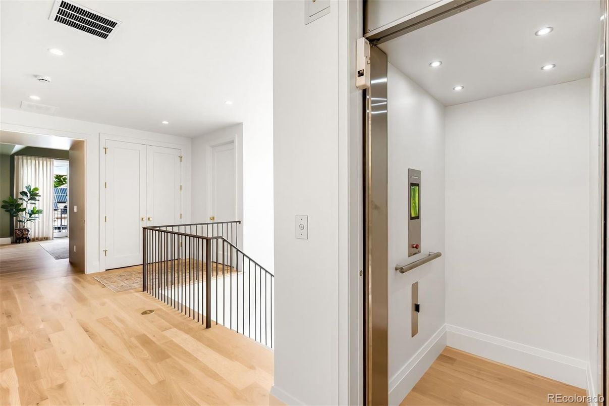 Elevator, Interior, Recessed Lighting, Wood Texture Flooring