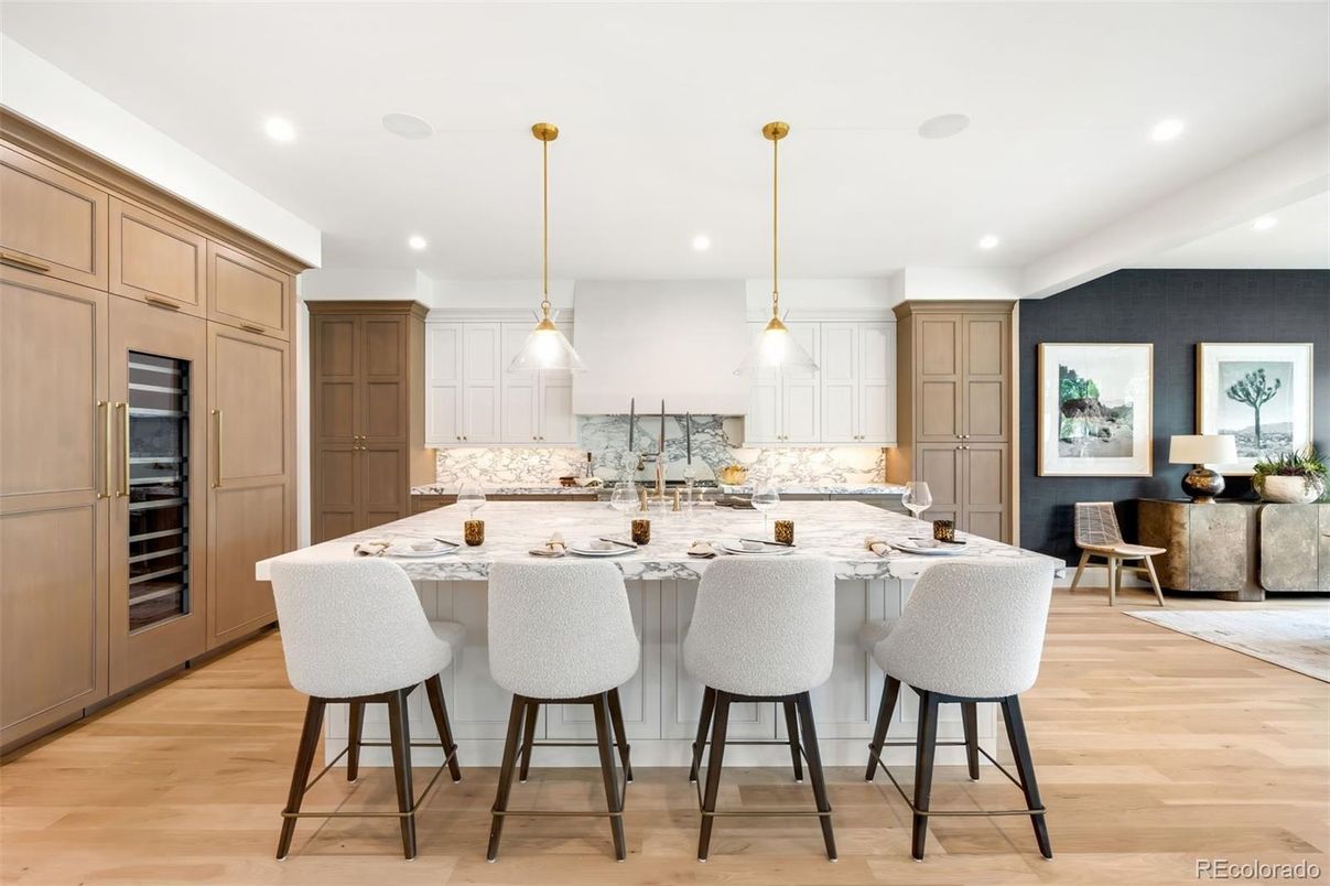 Interior, Kitchen, Pendant Lights, Recessed Lighting, Wood Texture Flooring