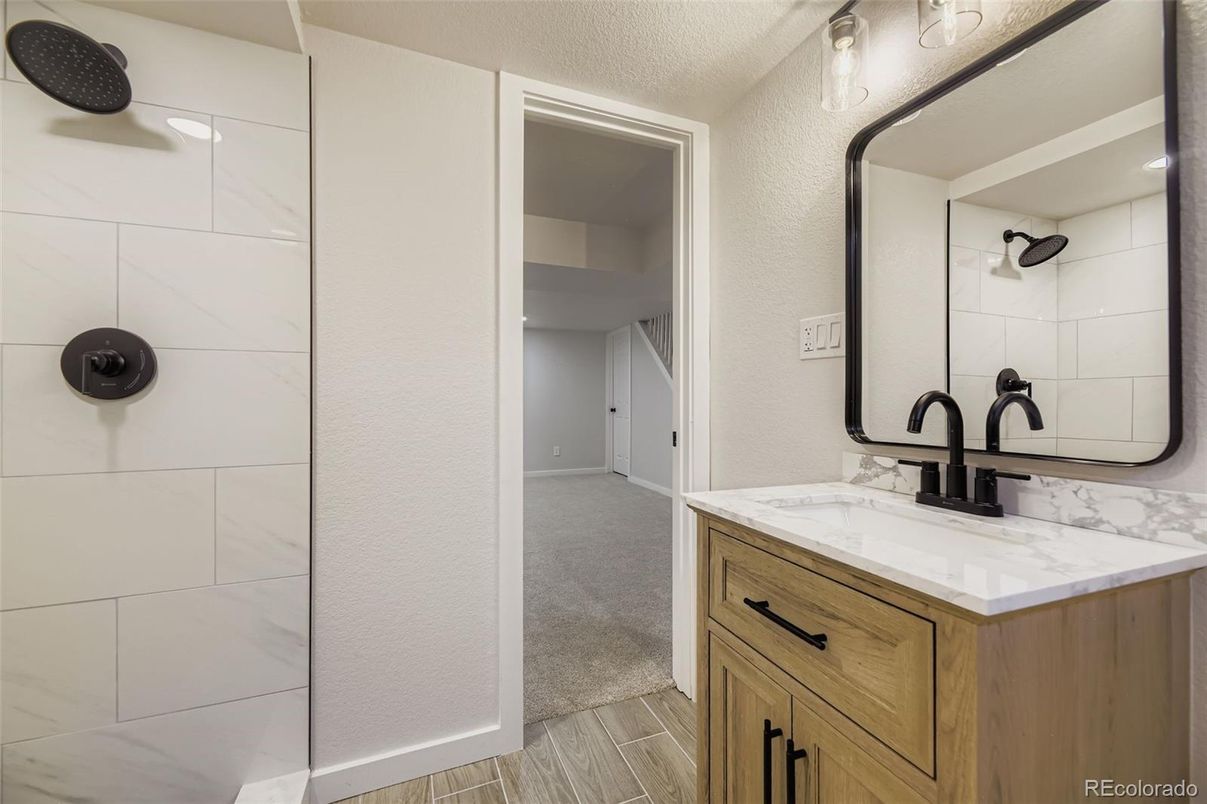 Bathroom, Dual Sink Vanities, Interior, Wood Texture Flooring