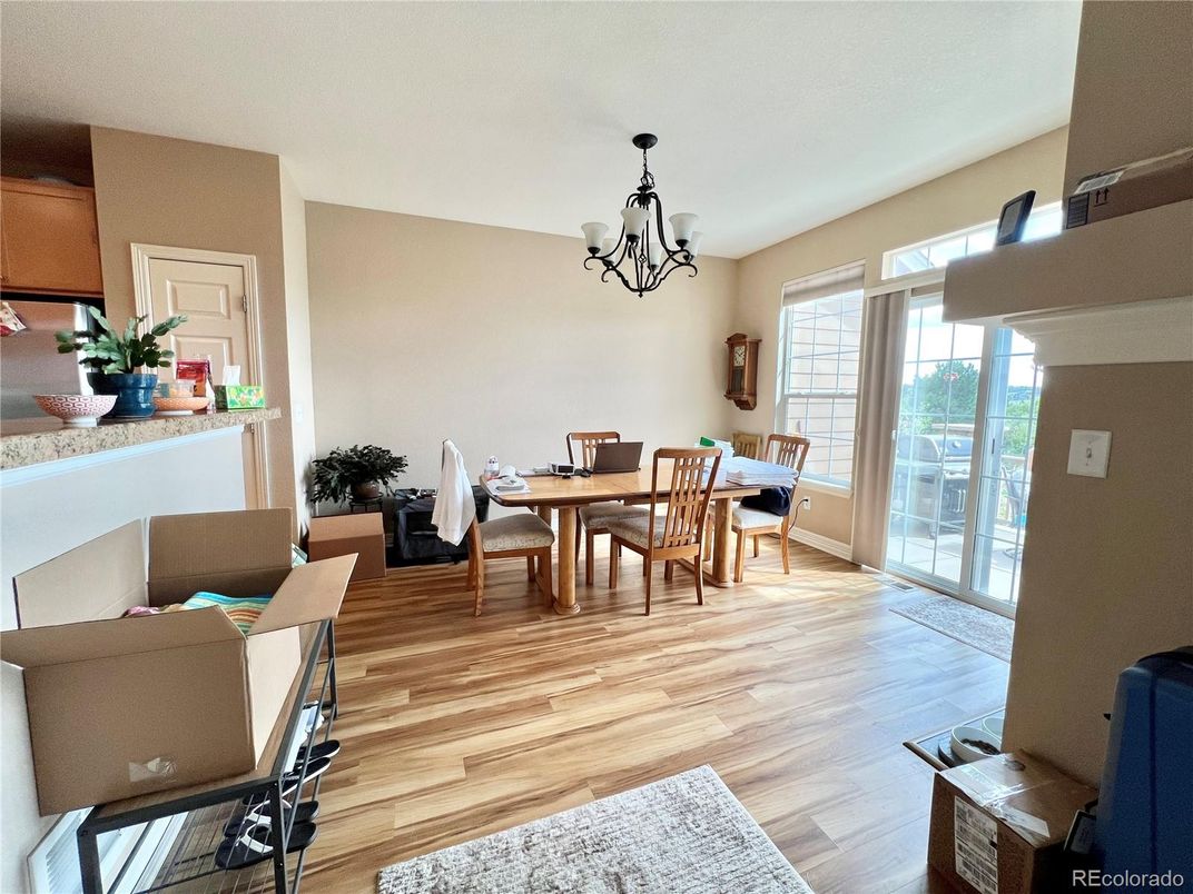Chandelier, Dining room, Interior, Wood Texture Flooring